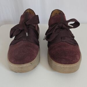 Gabor Burgundy Suede Platform Sneakers.  Size UK 5 1/2;  US 7 1/2